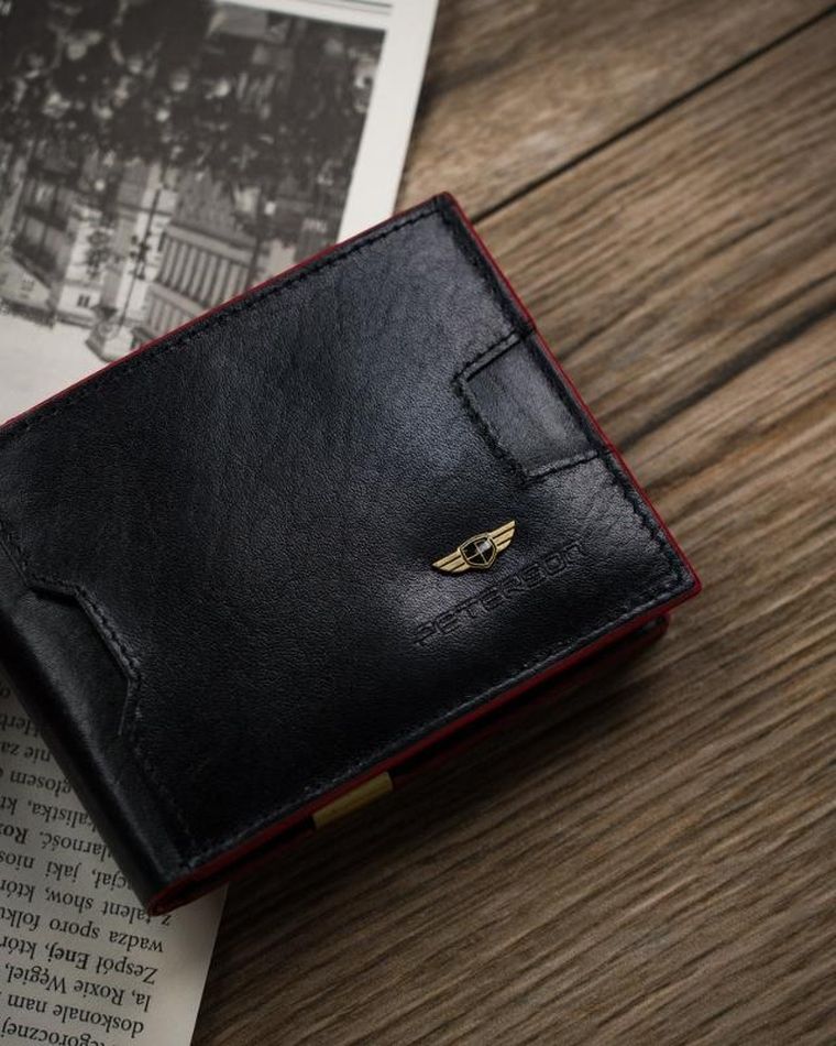 Portfel, czarny, skórzany, Peterson