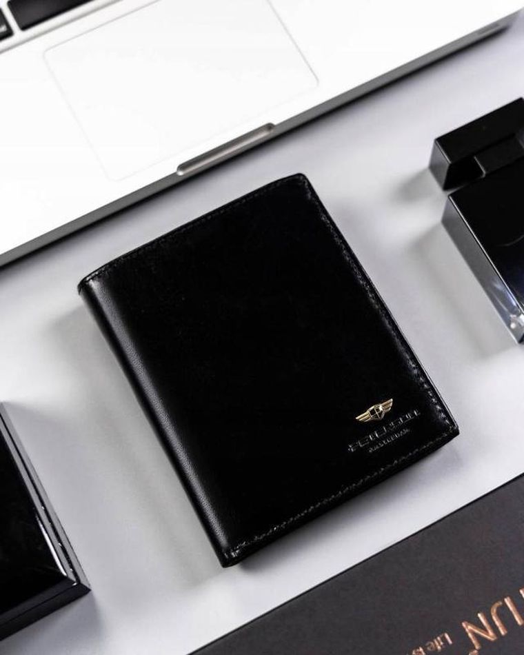 Portfel, czarny, skórzany, Peterson