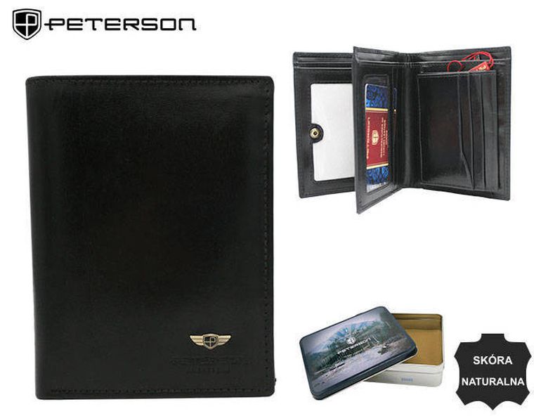 Portfel, czarny, skórzany, Peterson