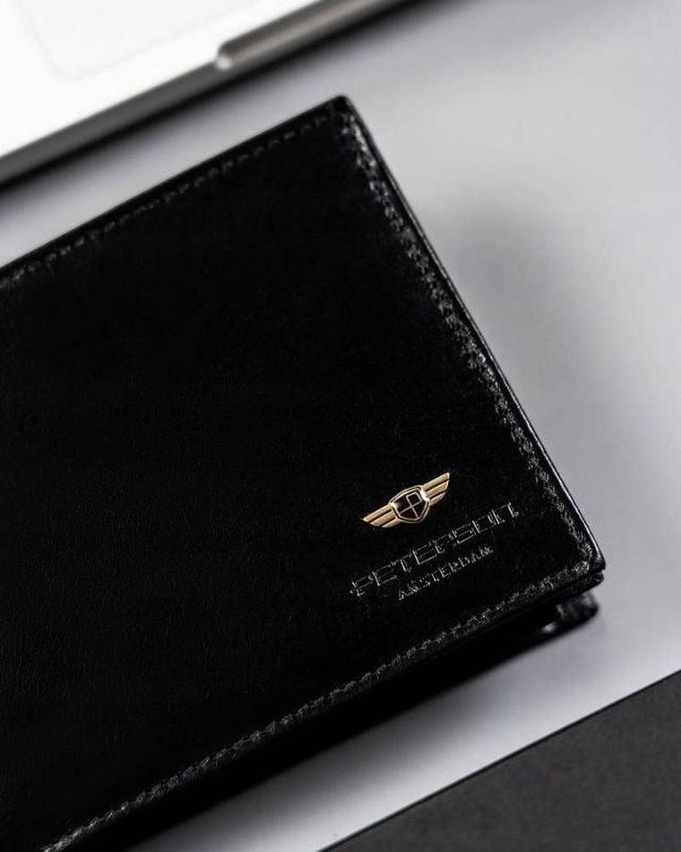 Portfel, czarny, skórzany, Peterson