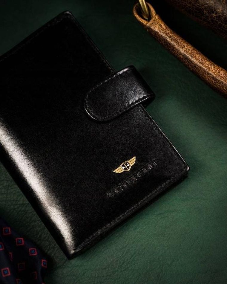 Portfel, czarny, skórzany, Peterson