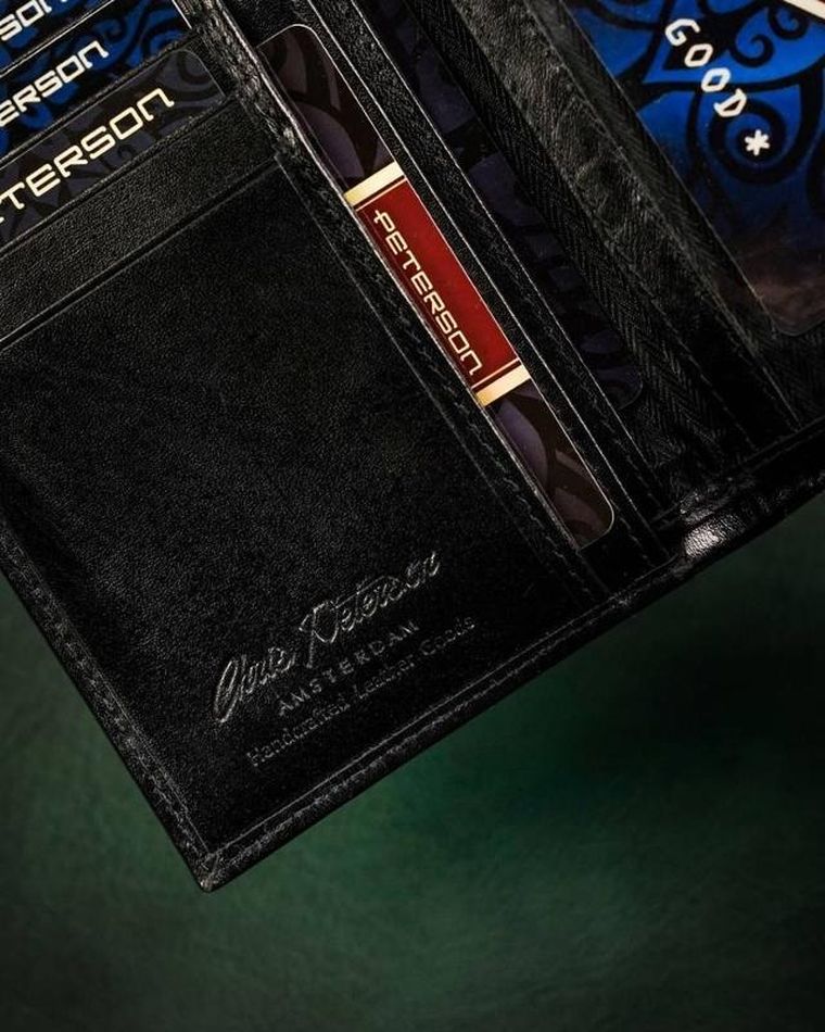 Portfel, czarny, skórzany, Peterson