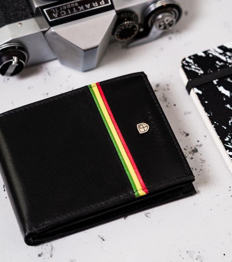 Portfel, czarny, skórzany, Peterson