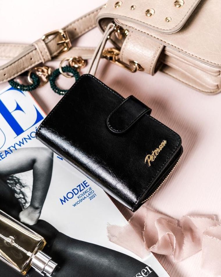 Portfel, czarny, skórzany, Peterson