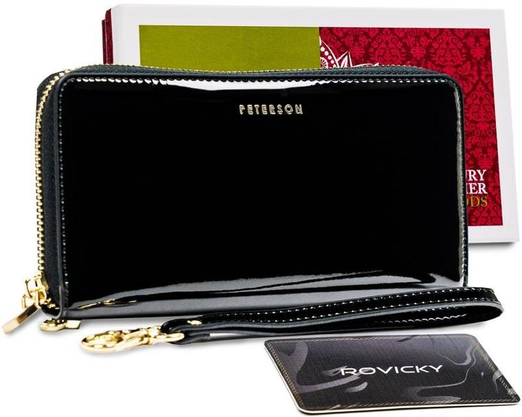 Portfel, czarny, skórzany, Peterson