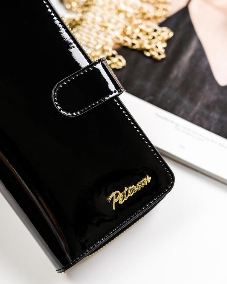 Portfel, czarny, skórzany, Peterson