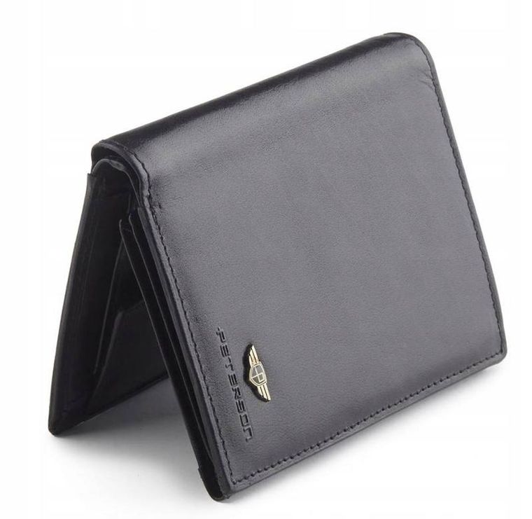 Portfel, czarny, skórzany, Peterson