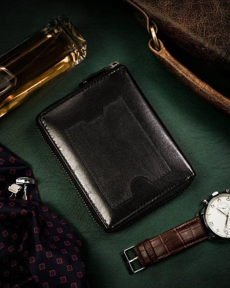 Portfel, czarny, skórzany, Peterson