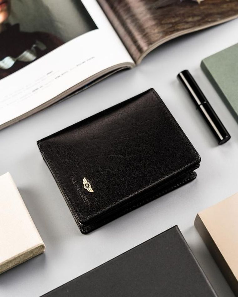 Portfel, czarny, skórzany, Peterson