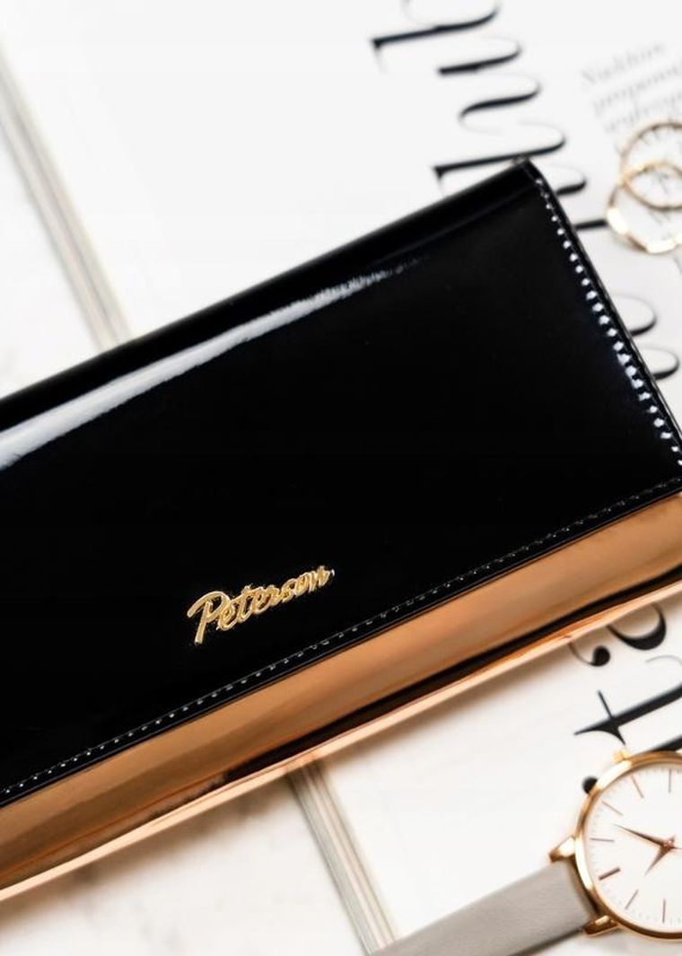 Portfel, czarny, skórzany, Peterson