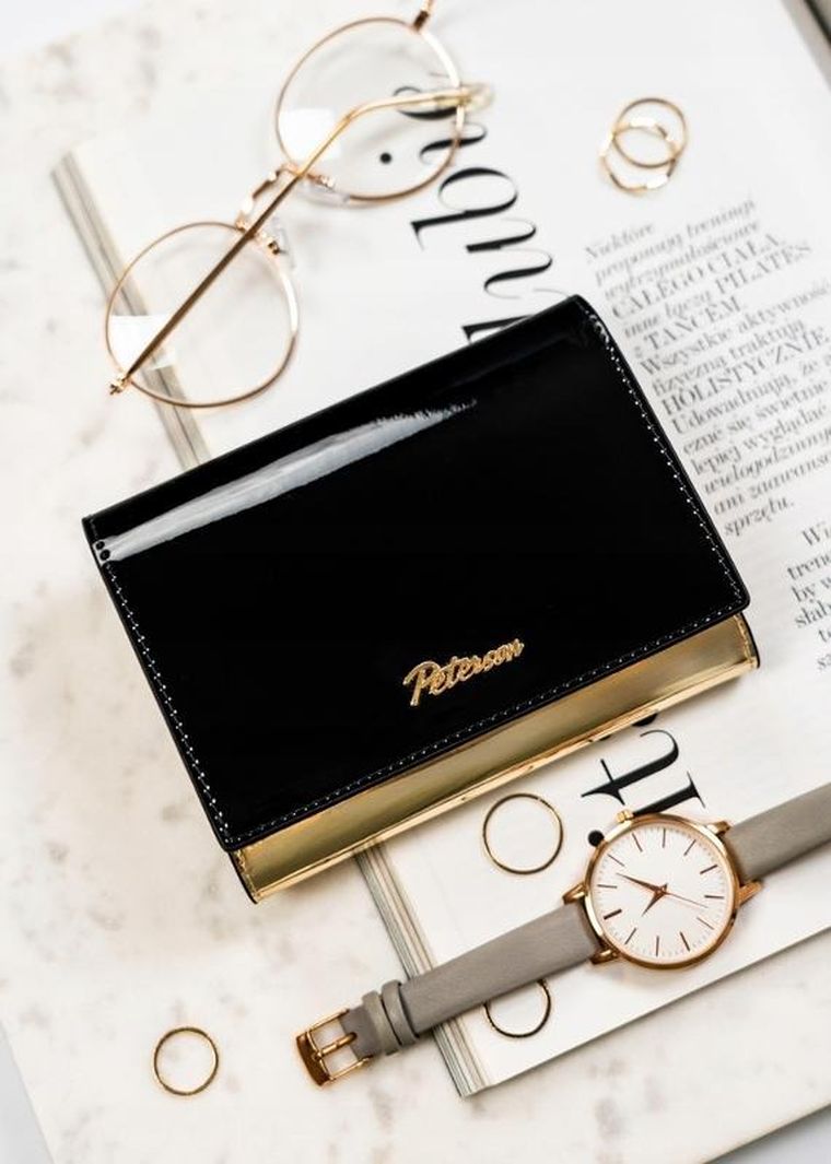 Portfel, czarny, skórzany, Peterson