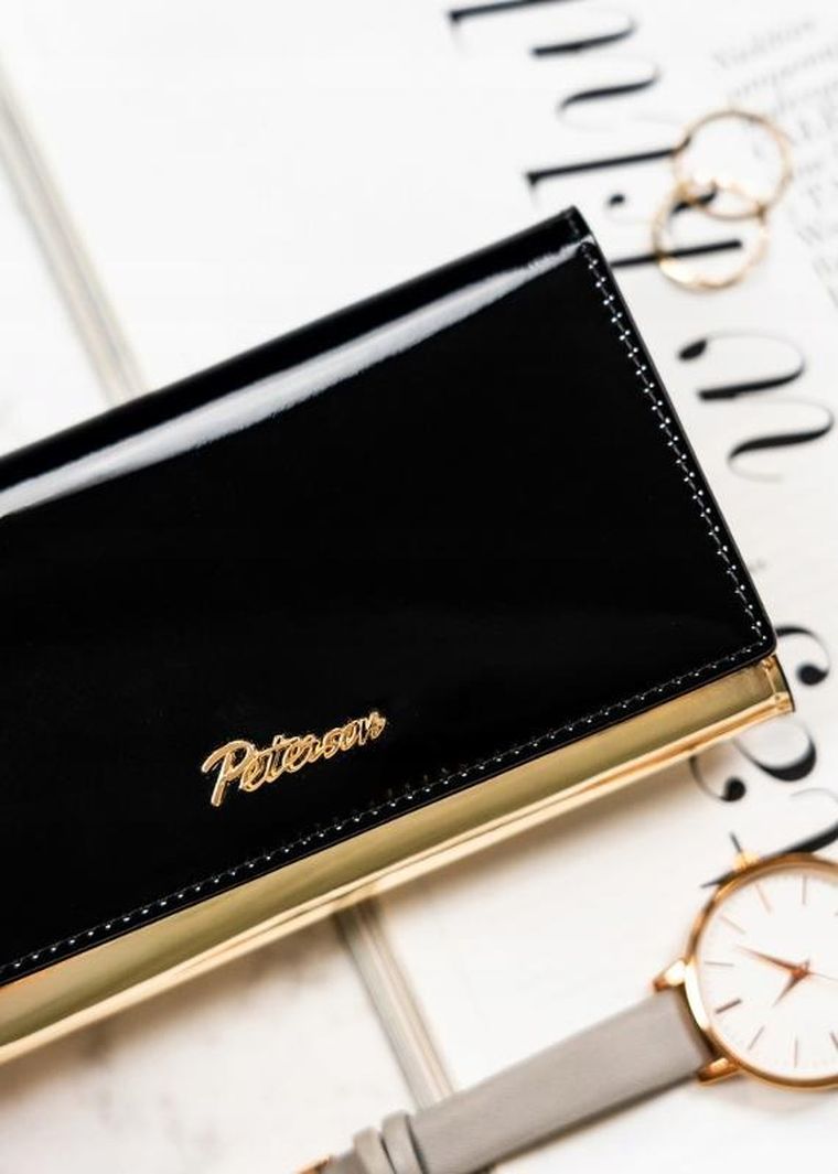 Portfel, czarny, skórzany, Peterson