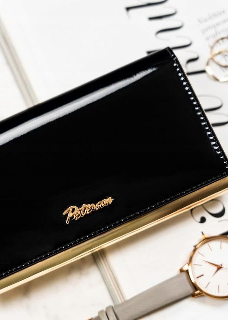 Portfel, czarny, skórzany, Peterson