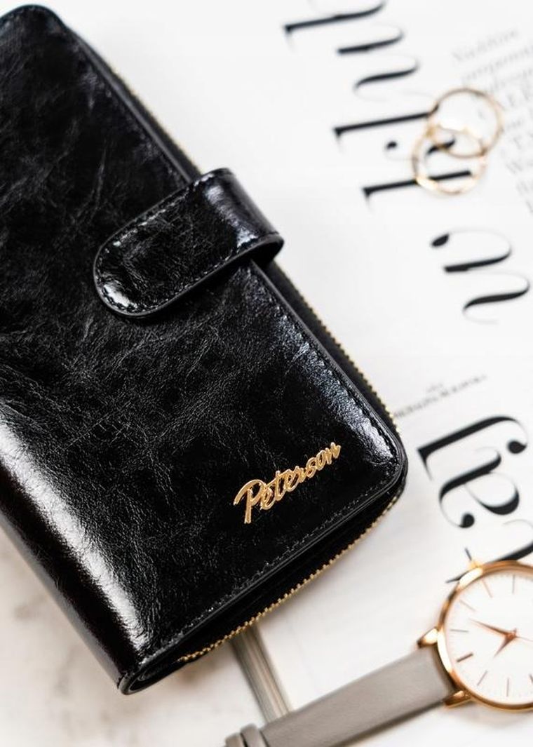 Portfel, czarny, skórzany, Peterson