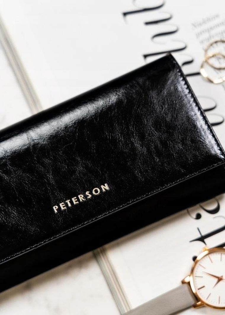 Portfel, czarny, skórzany, Peterson