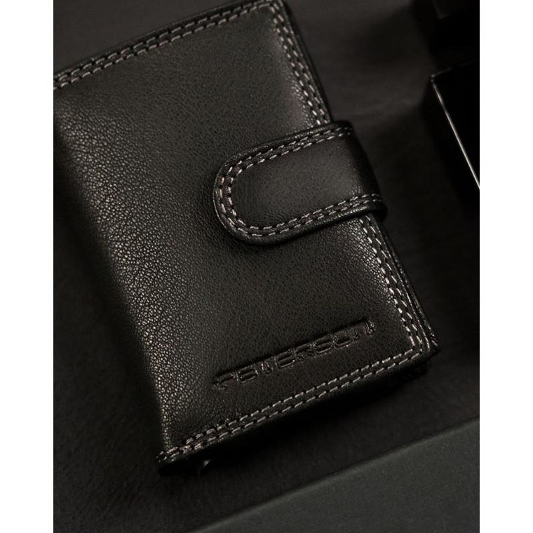 Portfel, czarny, skórzany, Peterson