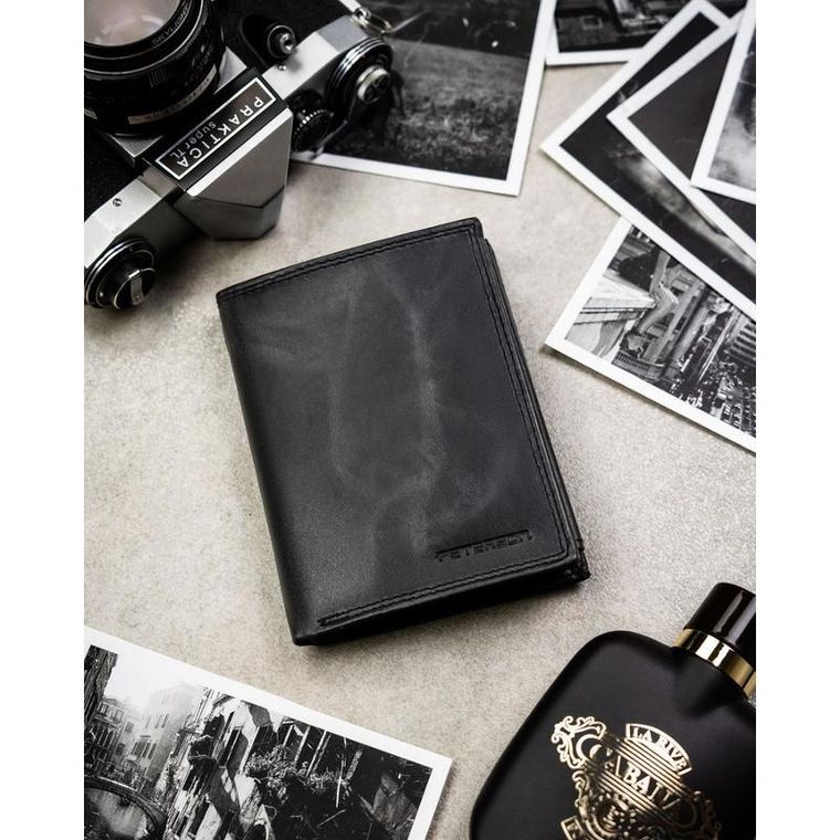 Portfel, czarny, skórzany, Peterson