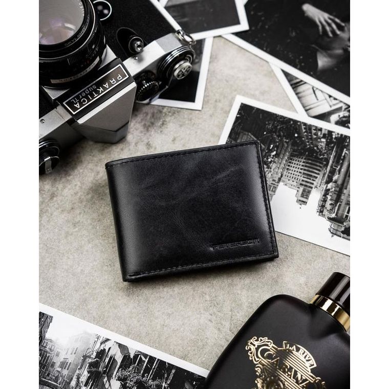 Portfel, czarny, skórzany, Peterson