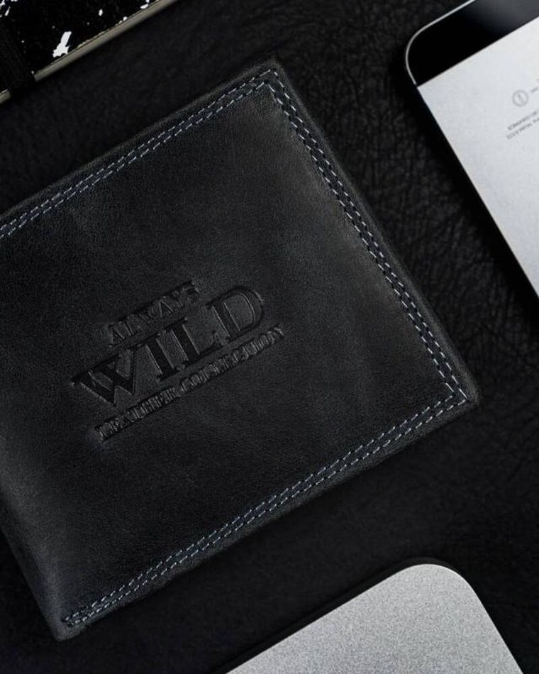 Portfel, czarny, skórzany, RFID, Always Wild