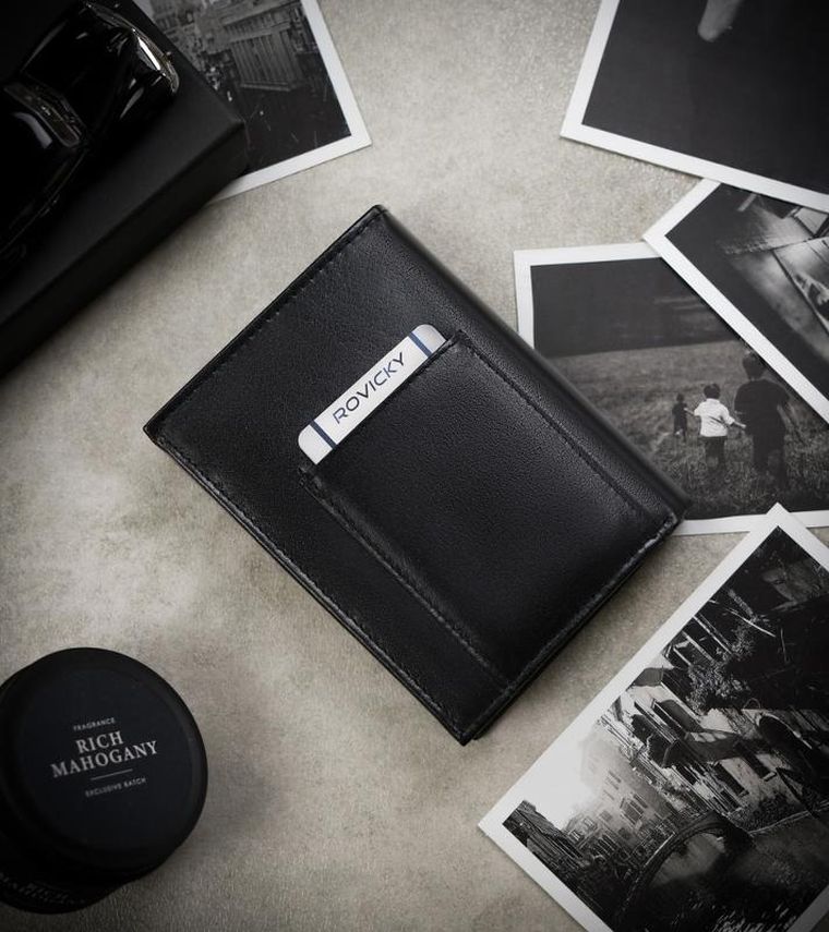 Portfel, czarny, skórzany, RFID, Cavaldi