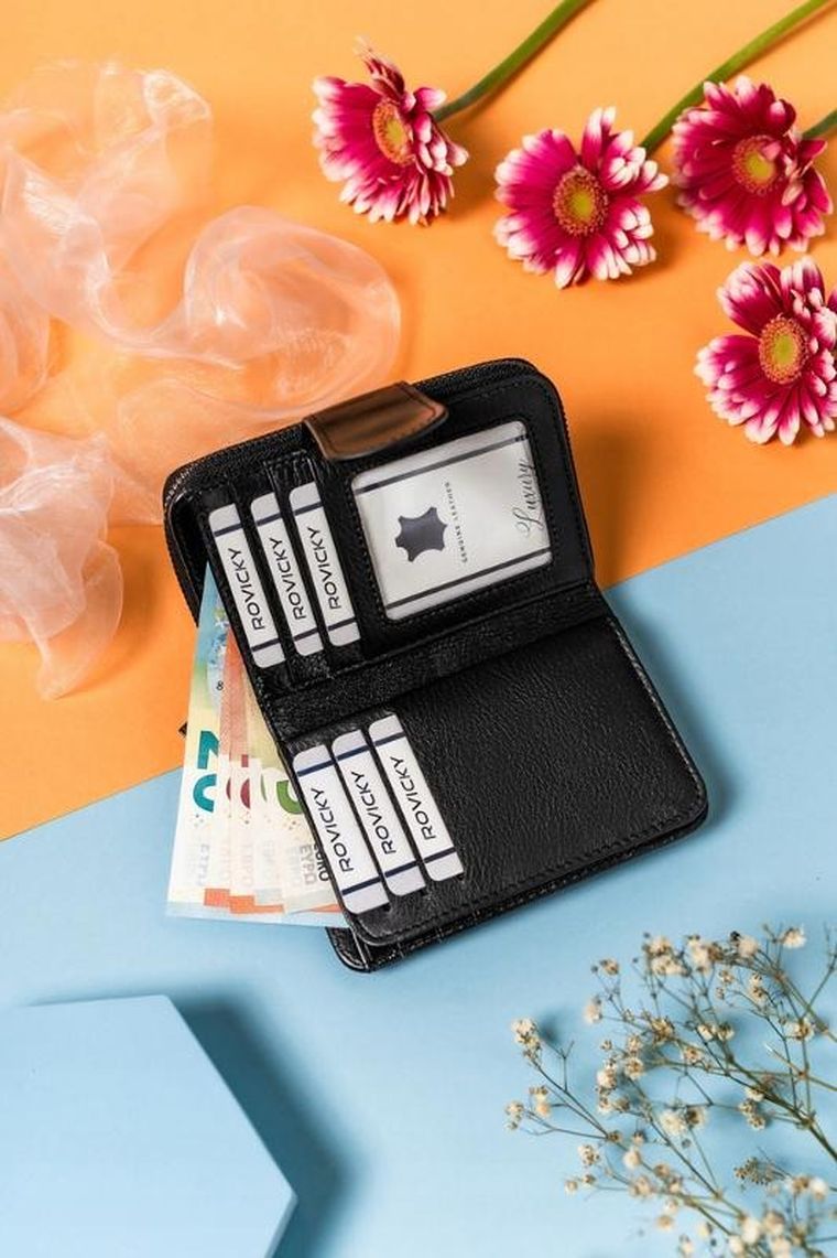 Portfel, czarny, skórzany, RFID, Lorenti