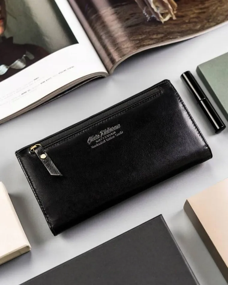 Portfel, czarny, skórzany, RFID, Peterson