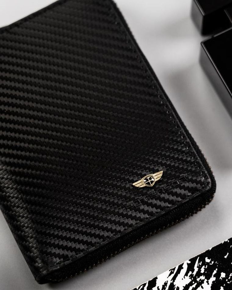 Portfel, czarny, skórzany, RFID, Peterson