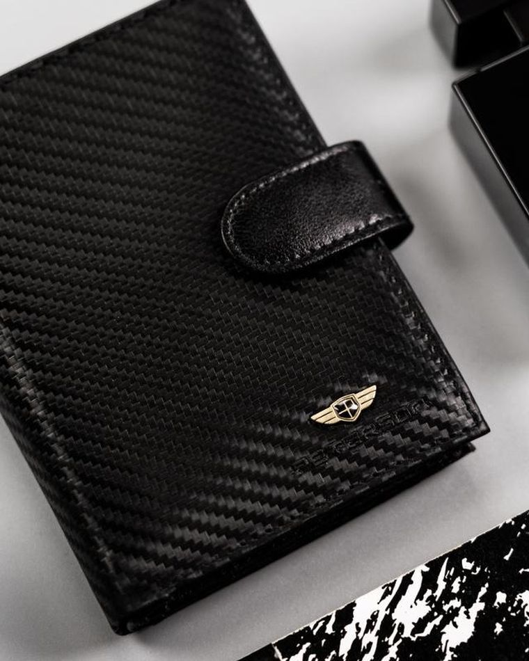 Portfel, czarny, skórzany, RFID, Peterson