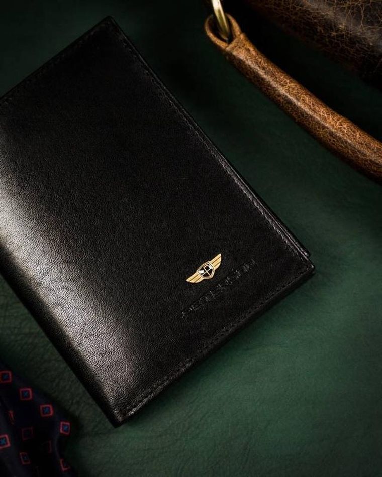 Portfel, czarny, skórzany, RFID, Peterson