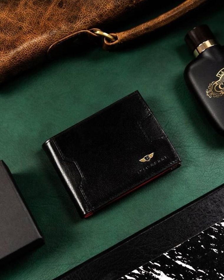 Portfel, czarny, skórzany, RFID, Peterson