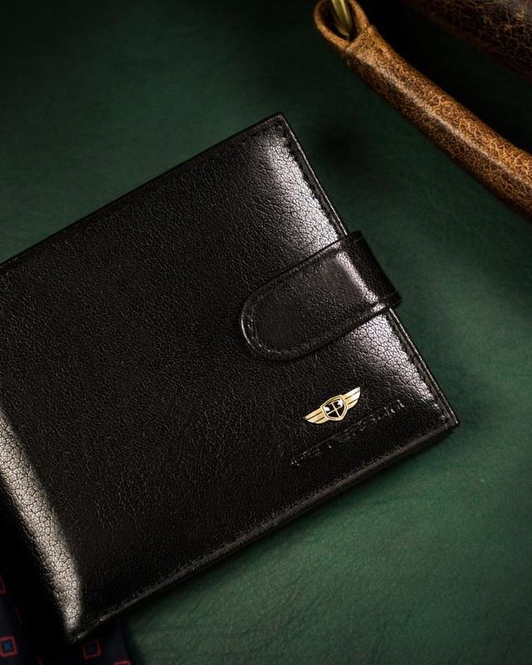 Portfel, czarny, skórzany, RFID, Peterson