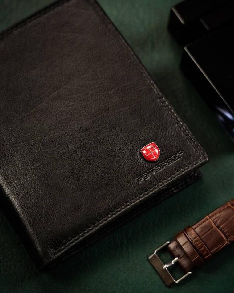 Portfel, czarny, skórzany, RFID, Peterson