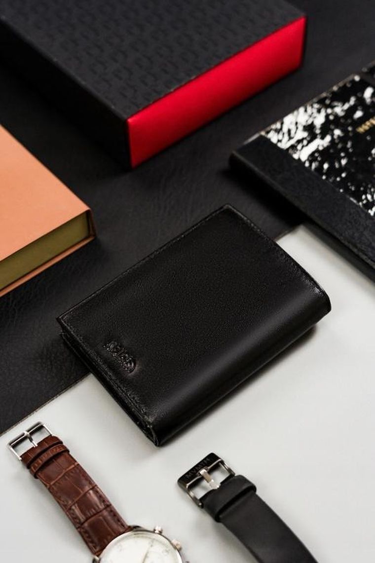 Portfel, czarny, skórzany, RFID, Peterson