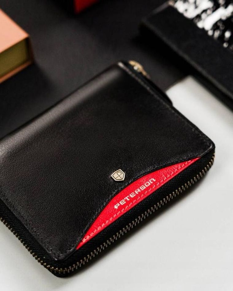 Portfel, czarny, skórzany, RFID, Peterson