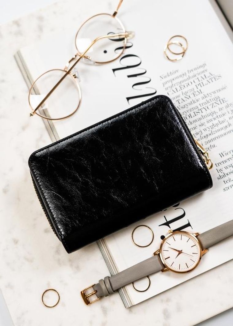 Portfel, czarny, skórzany, RFID, Peterson