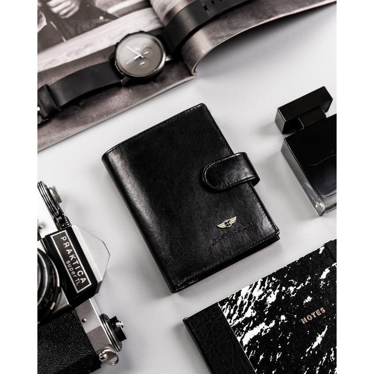 Portfel, czarny, skórzany, RFID, Peterson