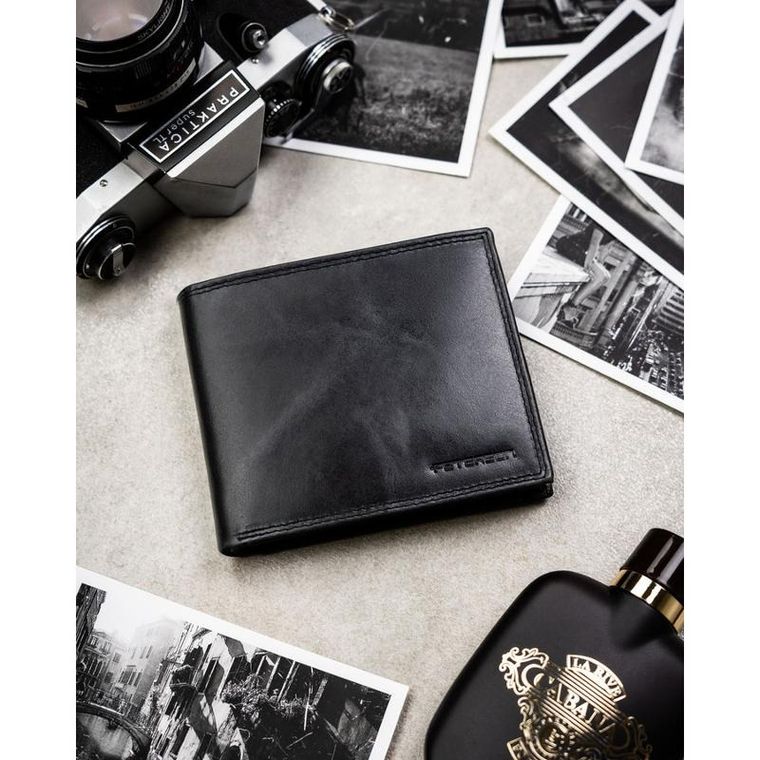 Portfel, czarny, skórzany, RFID, Peterson