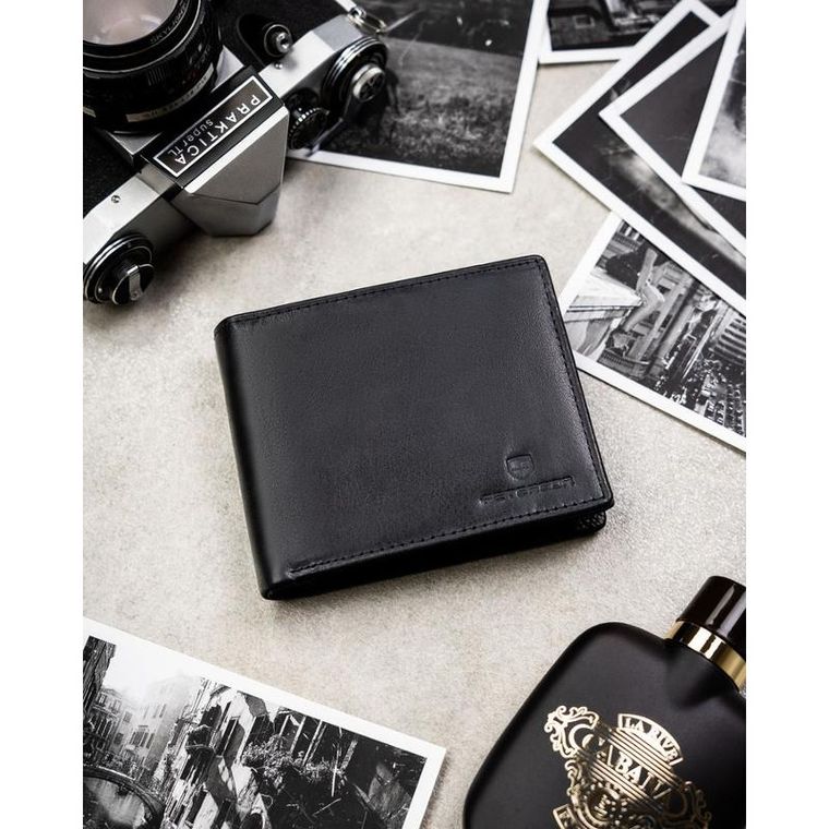 Portfel, czarny, skórzany, RFID, Peterson