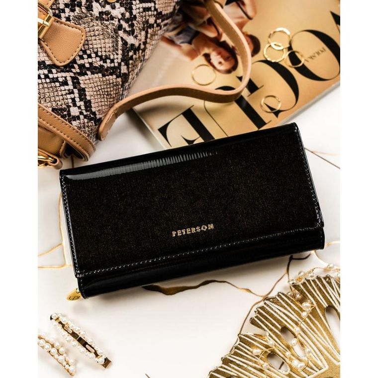 Portfel, czarny, skórzany, RFID, Peterson