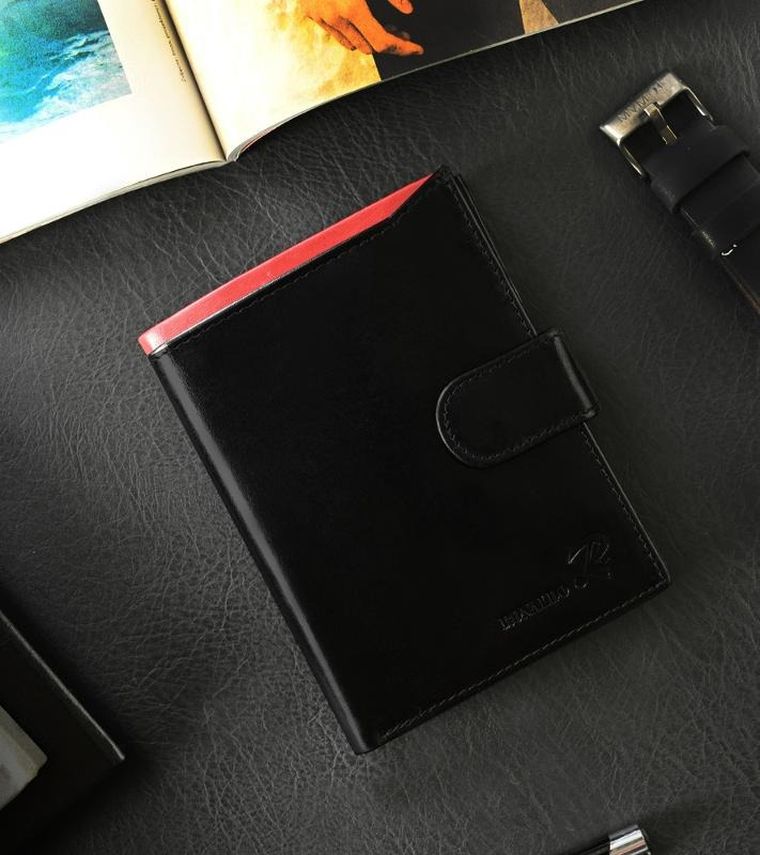 Portfel, czarny, skórzany, RFID, Ronaldo