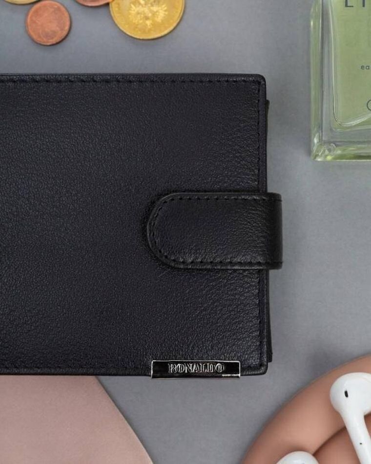 Portfel, czarny, skórzany, RFID, Ronaldo