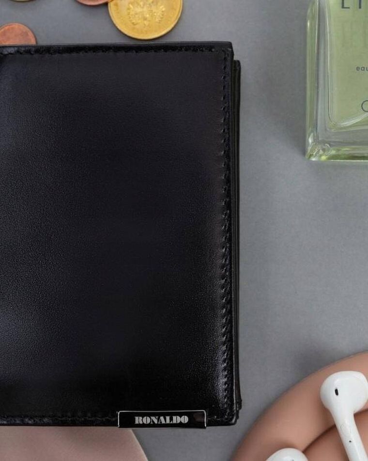Portfel, czarny, skórzany, RFID, Ronaldo