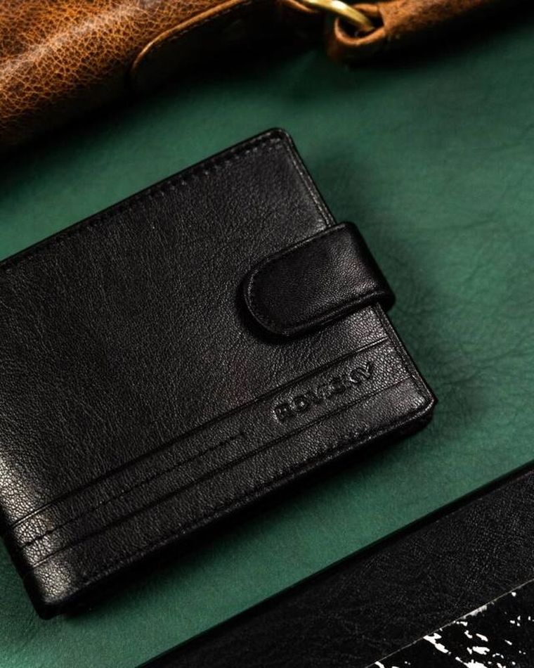 Portfel, czarny, skórzany, RFID, Rovicky