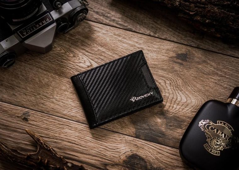 Portfel, czarny, skórzany, RFID, Rovicky