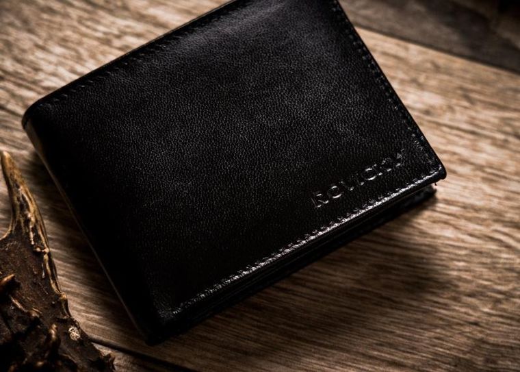 Portfel, czarny, skórzany, RFID, Rovicky