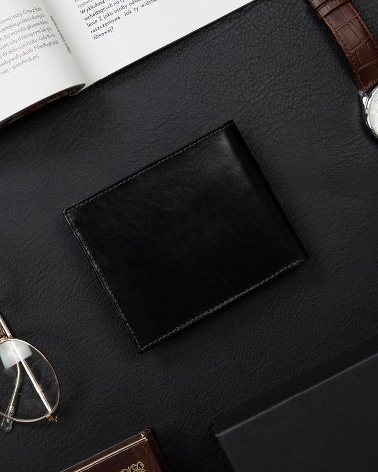 Portfel, czarny, skórzany, RFID, Rovicky