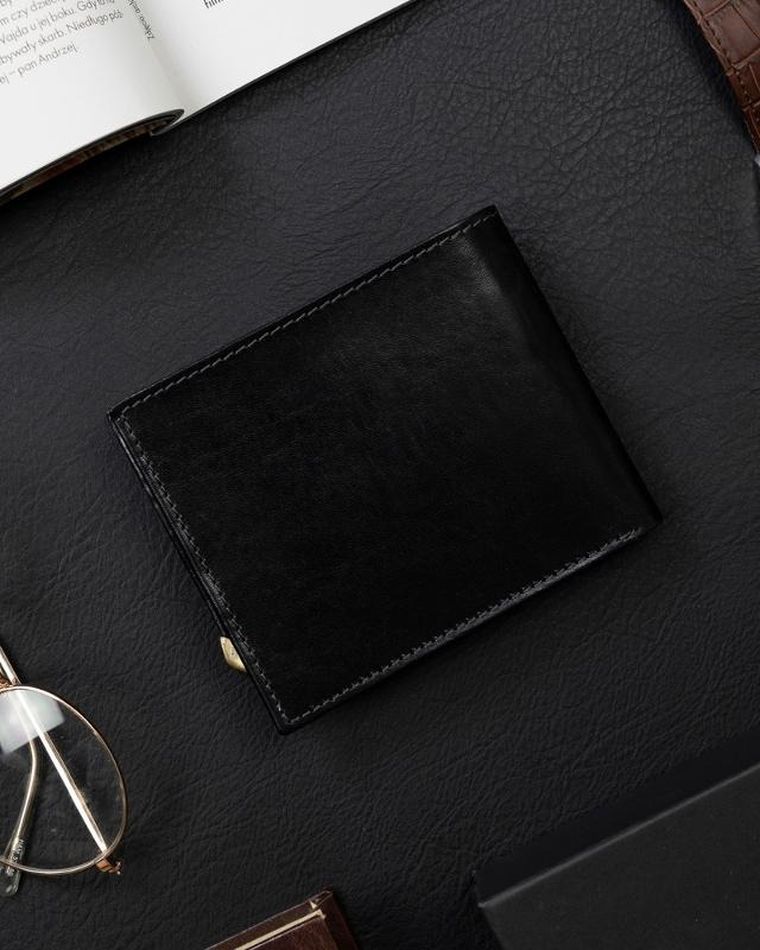 Portfel, czarny, skórzany, RFID, Rovicky