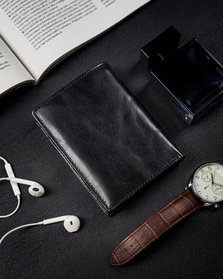 Portfel, czarny, skórzany, RFID, Rovicky