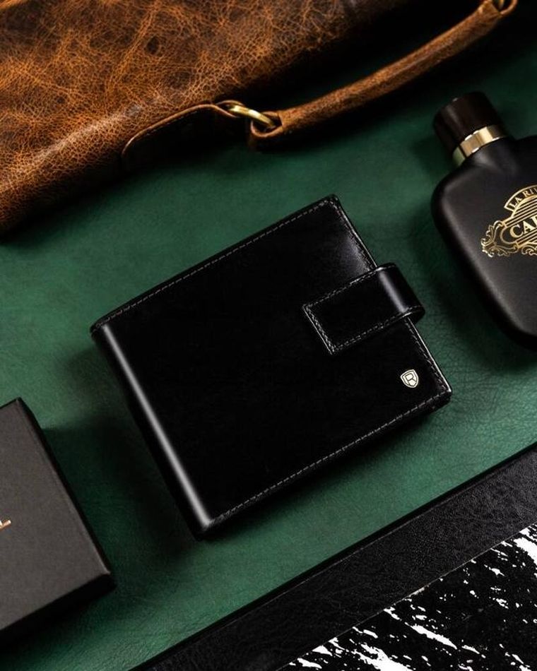 Portfel, czarny, skórzany, RFID, Rovicky