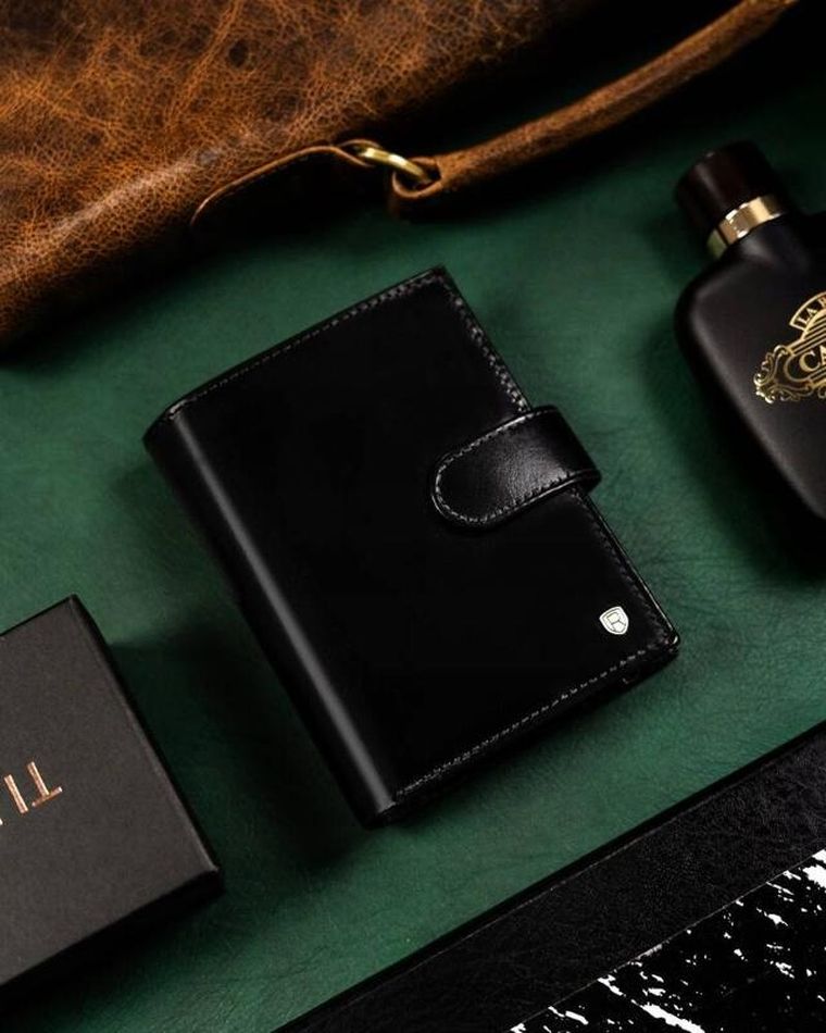 Portfel, czarny, skórzany, RFID, Rovicky